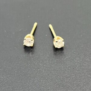 Classic 14k Yellow Gold Prong Set Diamond Stud Earrings, 3mm, .60 Grams